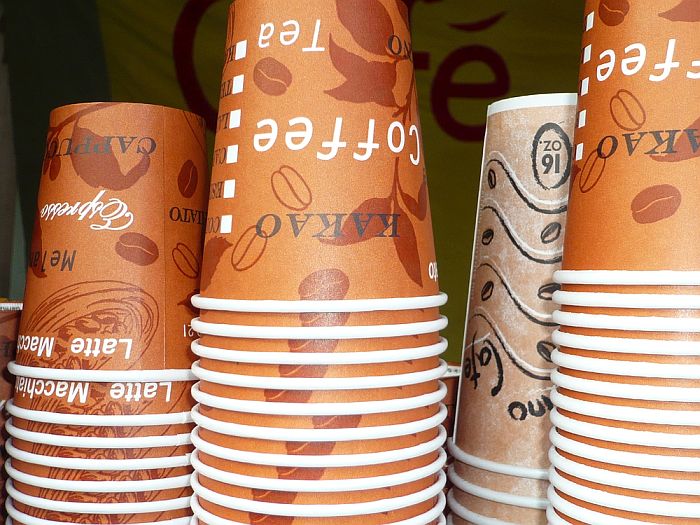 Stacked paper coffee cups
